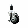 Service Caster 3.5'' SS Black Poly Swivel 1-1/2'' Expanding Stem Caster with Brake SCC-SSEX20S3514-PPUB-BLK-TLB-112